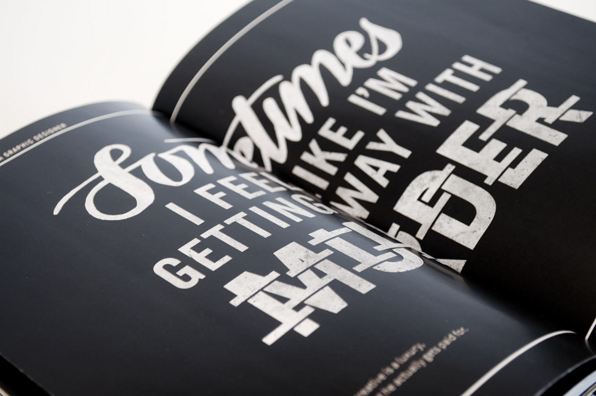 lettering interview report Quotes black and white print