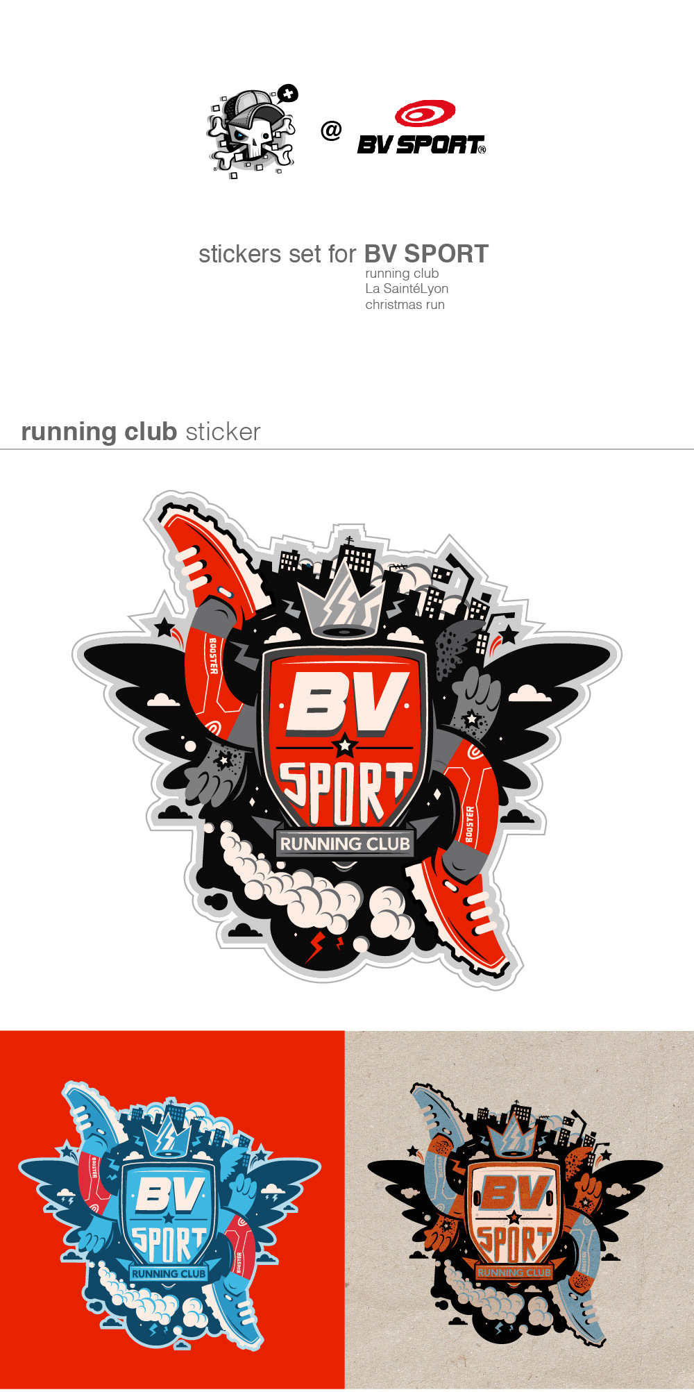 bv sport Character Christmas ILLUSTRATION  kirpluk running sport sticker stickers vector