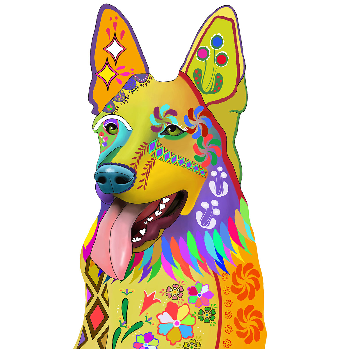 multicolor dogs Tshirt Design