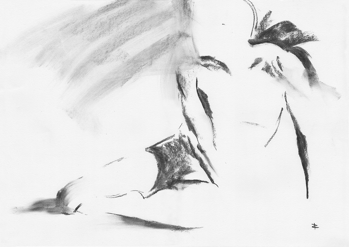 resting iv figurative male Drawing  fine art conte emotive pensive Chiaroscuro