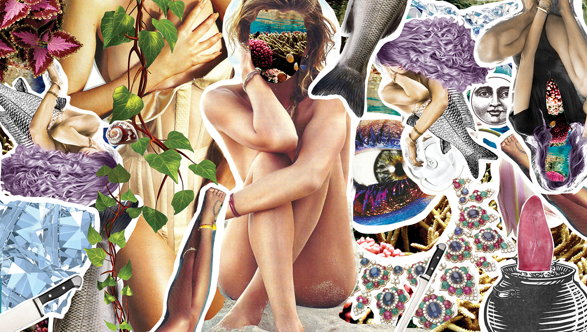 editorial collage ilustracion libro la sirenita