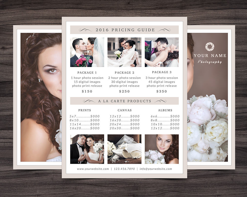 business professional printable print ready creative photographer photoshop template wedding price list marketing   psd pricing guide price sheet