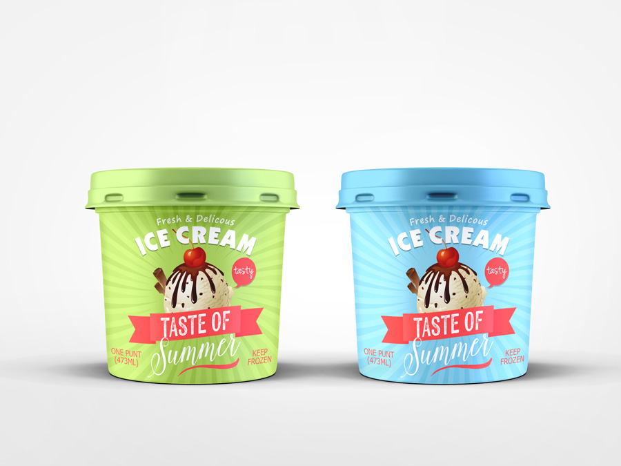 bucket container cream cup Dairy frozen ice Mockup ice cream Packaging