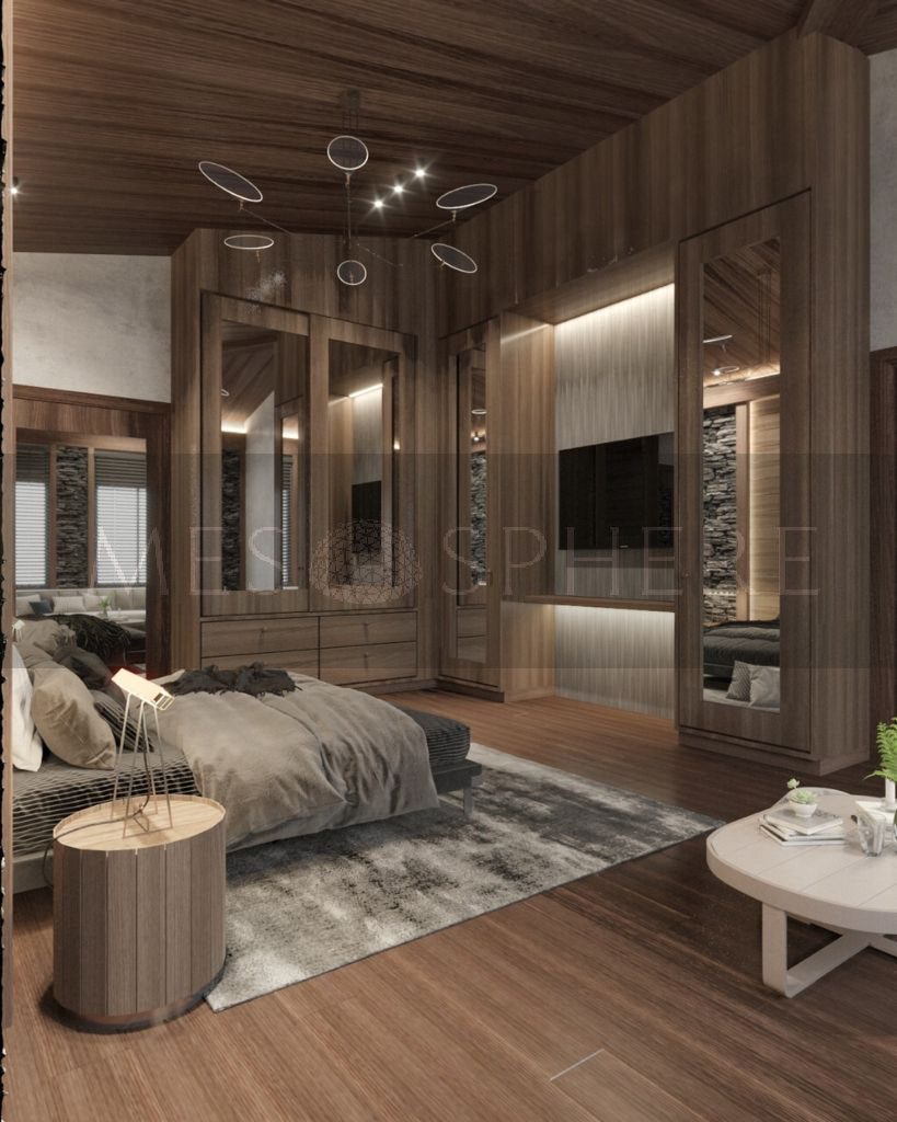 3ds max bed bedroom brown Classic indoor interior design  luxury modern Render