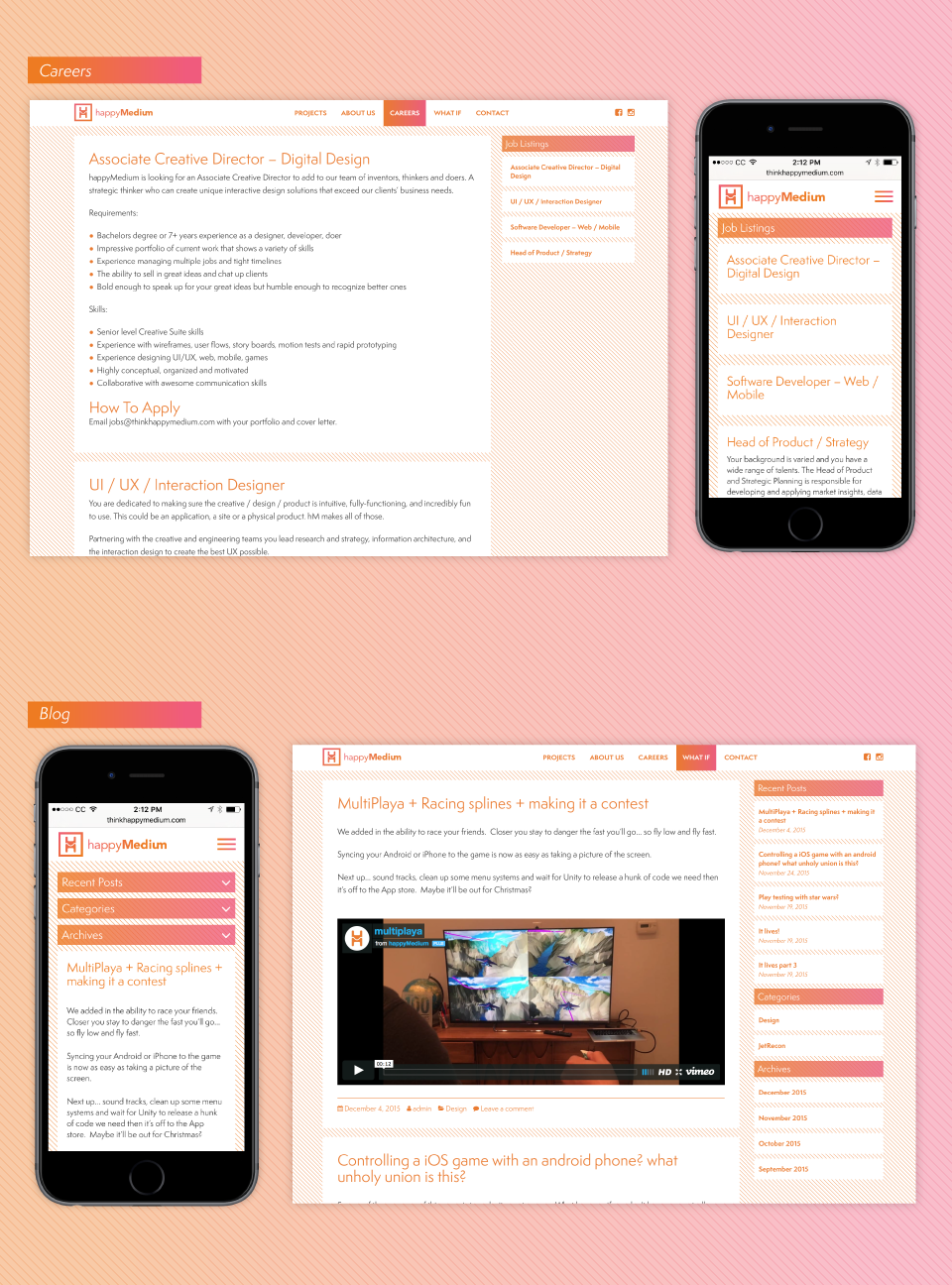 agency portfolio redesign Web bright pink orange bold interactive 360 video