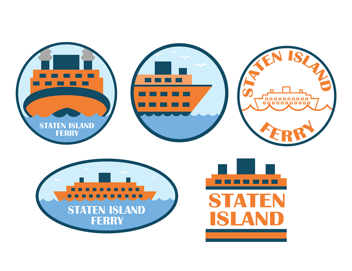 ferry New York staten island logo brand design poster Icon ILLUSTRATION 
