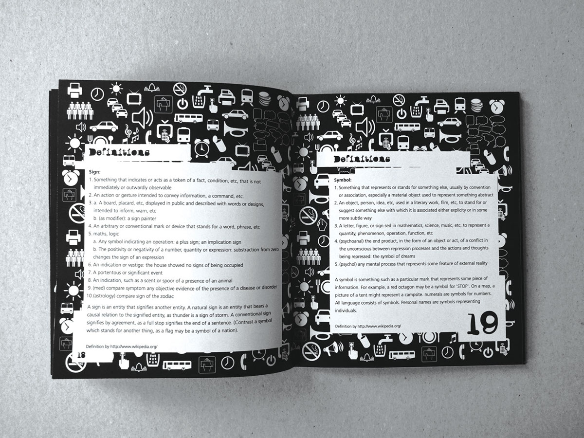 urban stress book design black and white semiotics pictograms pictographs