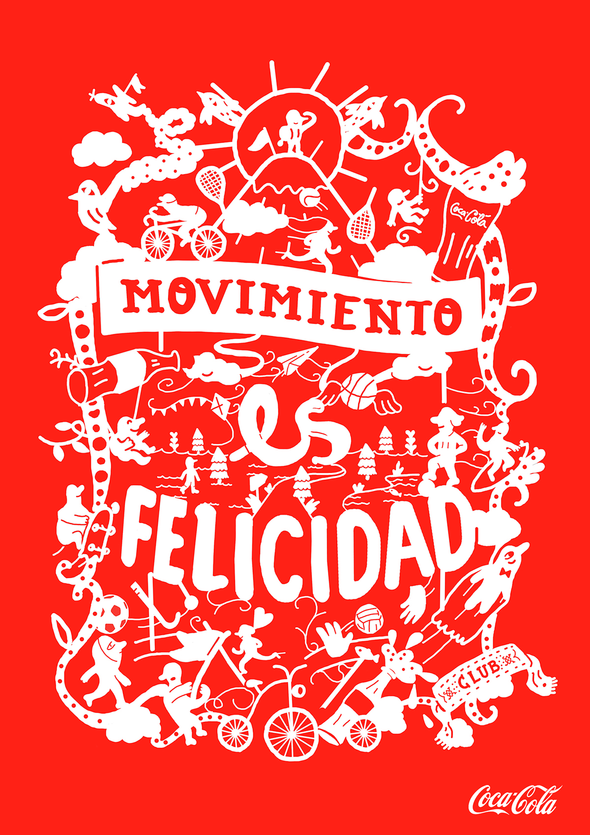Coca-Cola ilustracion barcelona papercut statement poster design ad publicidad cocacola bernatsolsona