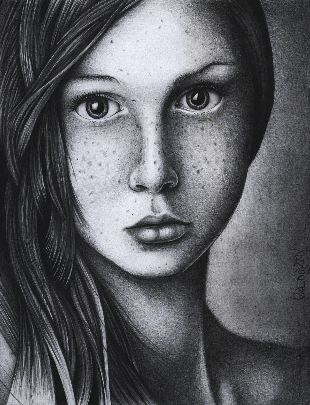 portrait pencil graphite Drawing  ILLUSTRATION  Female portrait shading black and white monochrome