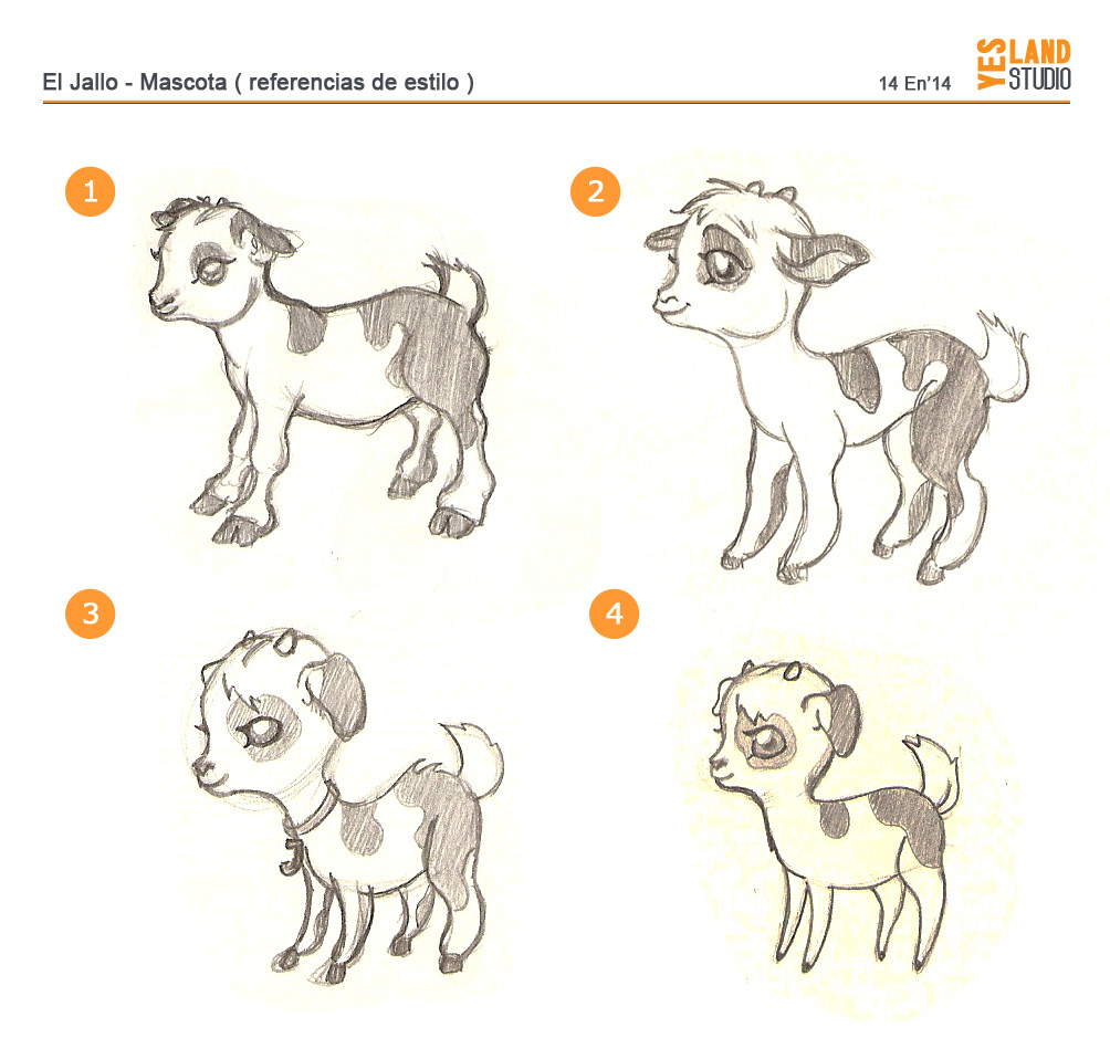 Character goat baby goat b&w