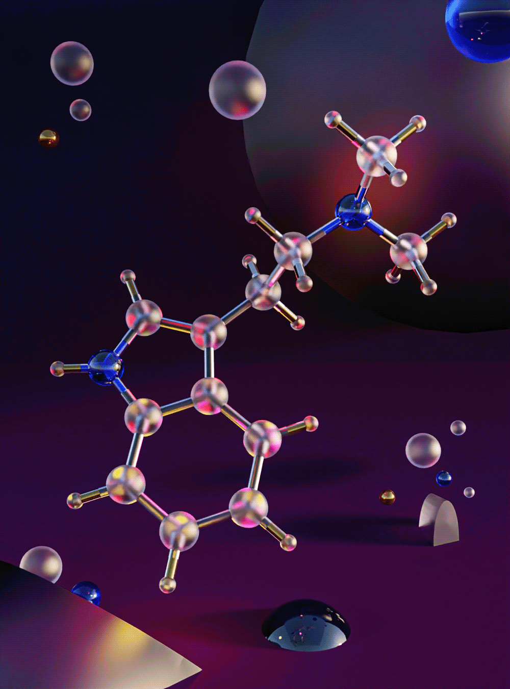 3D blender chemistry minimal modeling modern molecular molecule still life visualization