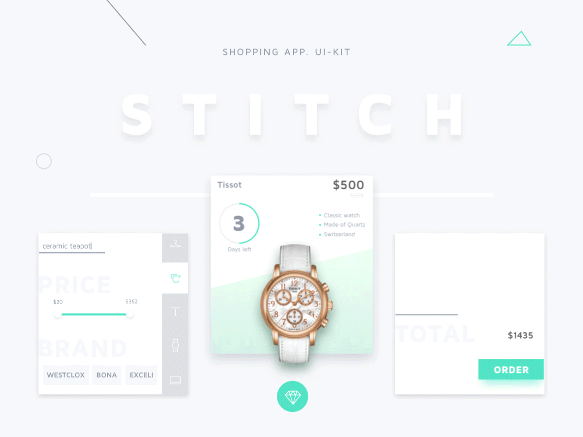 UI kit Interface free creativemarket Pack template app clean e-commerce Shopping icons mobile shop sketch