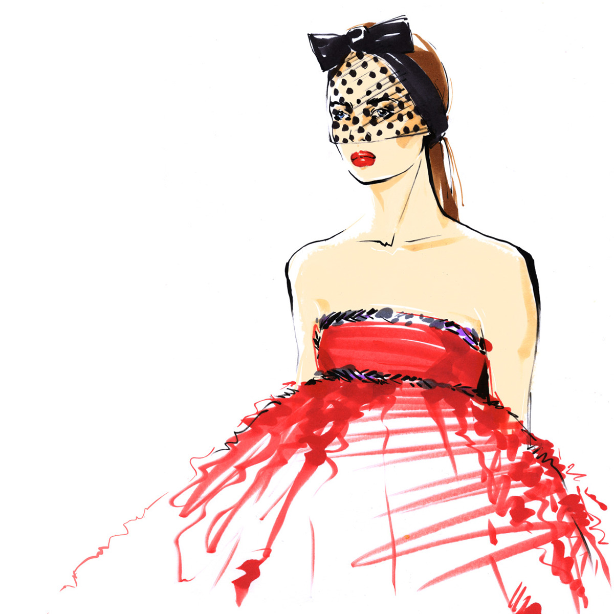 Alena Lavdovskaya lavdovskaya couture fashion-illustration fashion week Paris model sketchbook chanel Dior dress