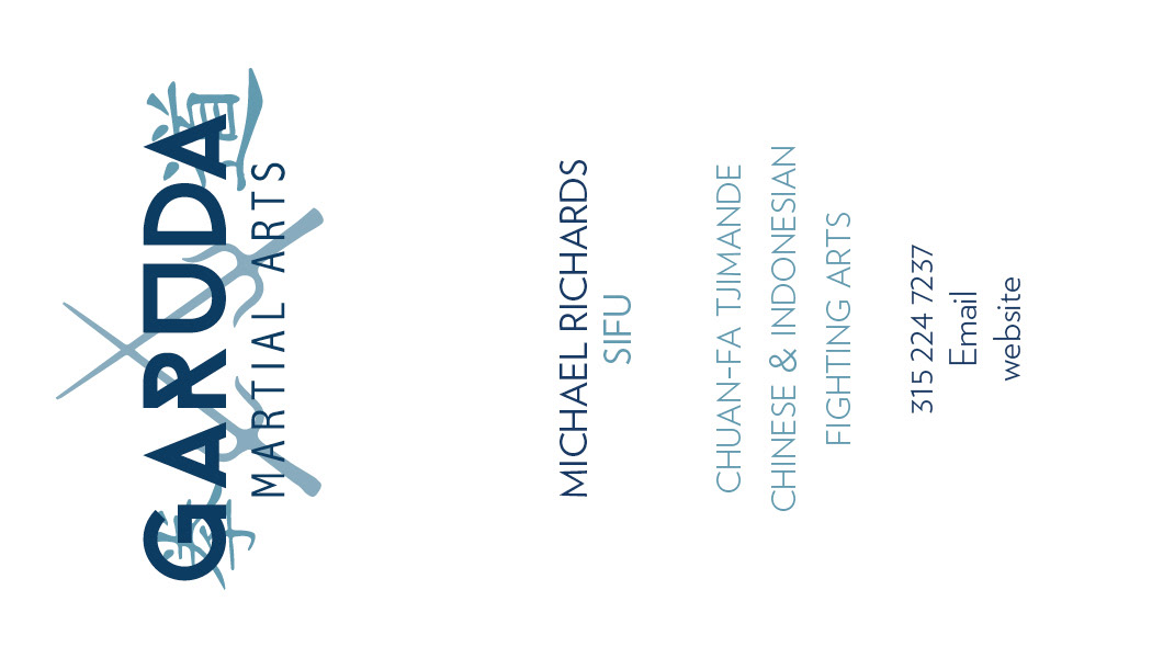 Martial Arts sai blue Business Cards logo asian Martha Lynn Laskie Web