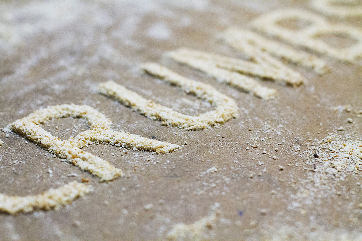 Handlettering type Rice flour