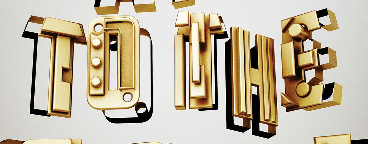 eyes lamps gold 3D text 3D typography 3D text cinema 4d vray bible