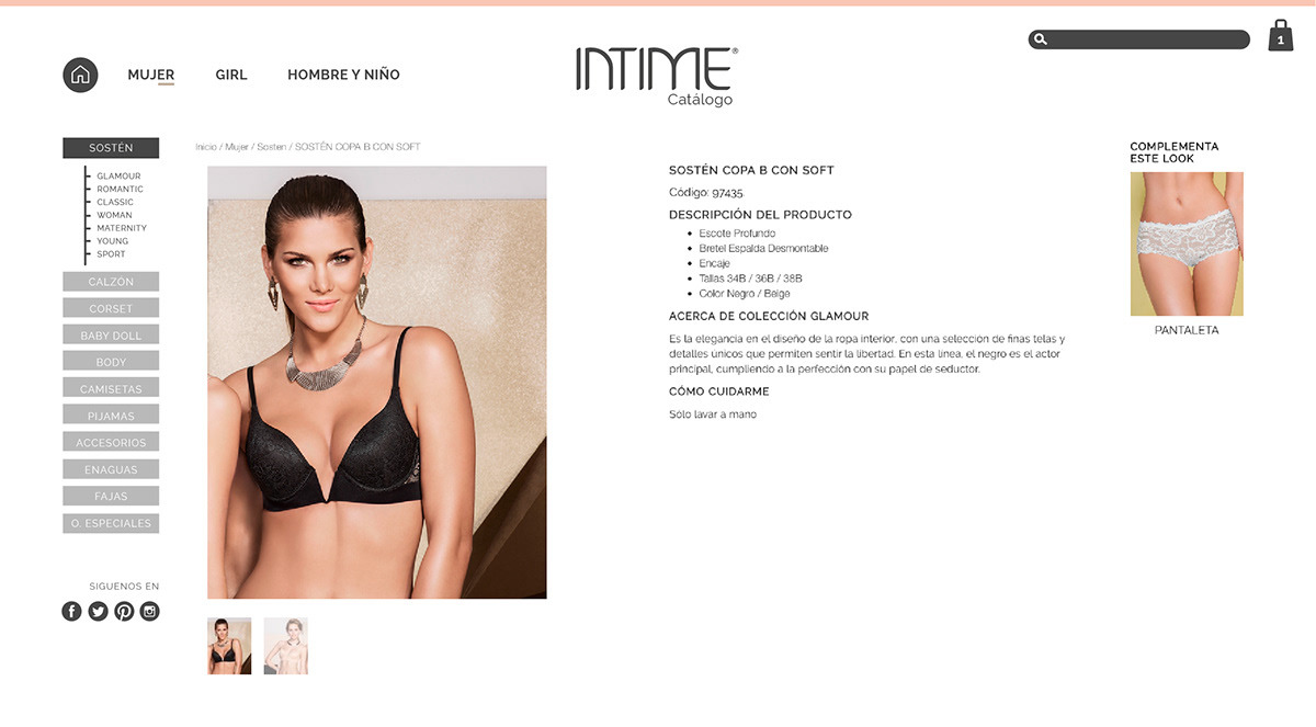 Web intime online shop sostén Ropa Interior Calzón lingerie