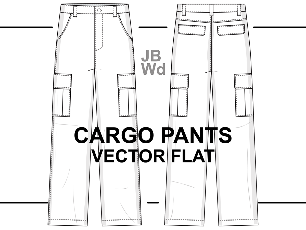 Cargo Pants Vector Illustration Vector Flat CAD on Behance