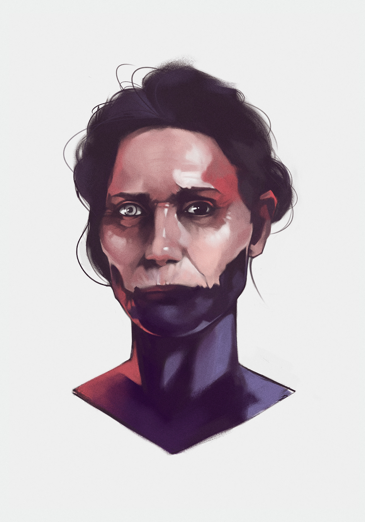 portrait painting   Twitch Scifi zombie virus Character fantasy conceptart dark