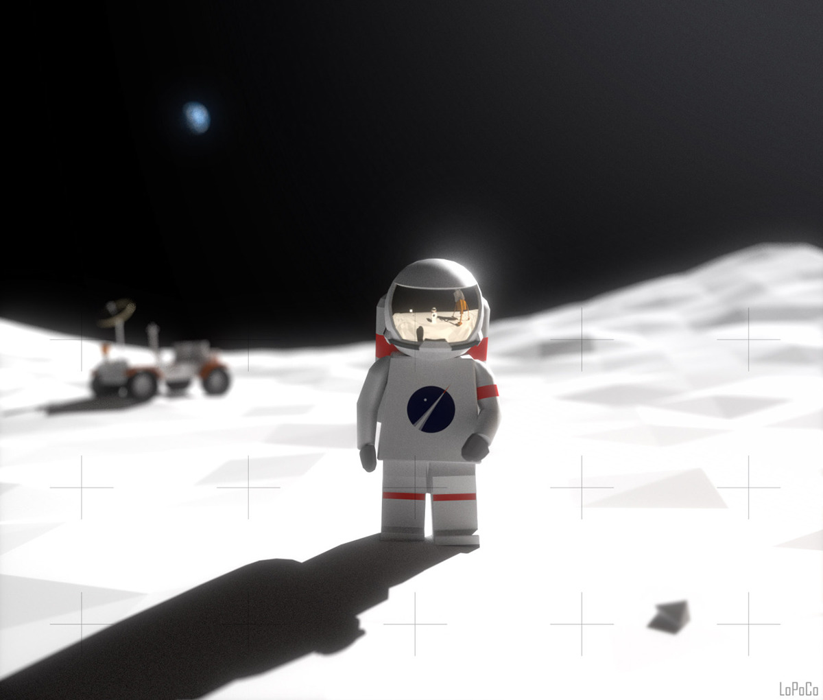 LEGO Low Poly moon lunar astronaut armstrong blender