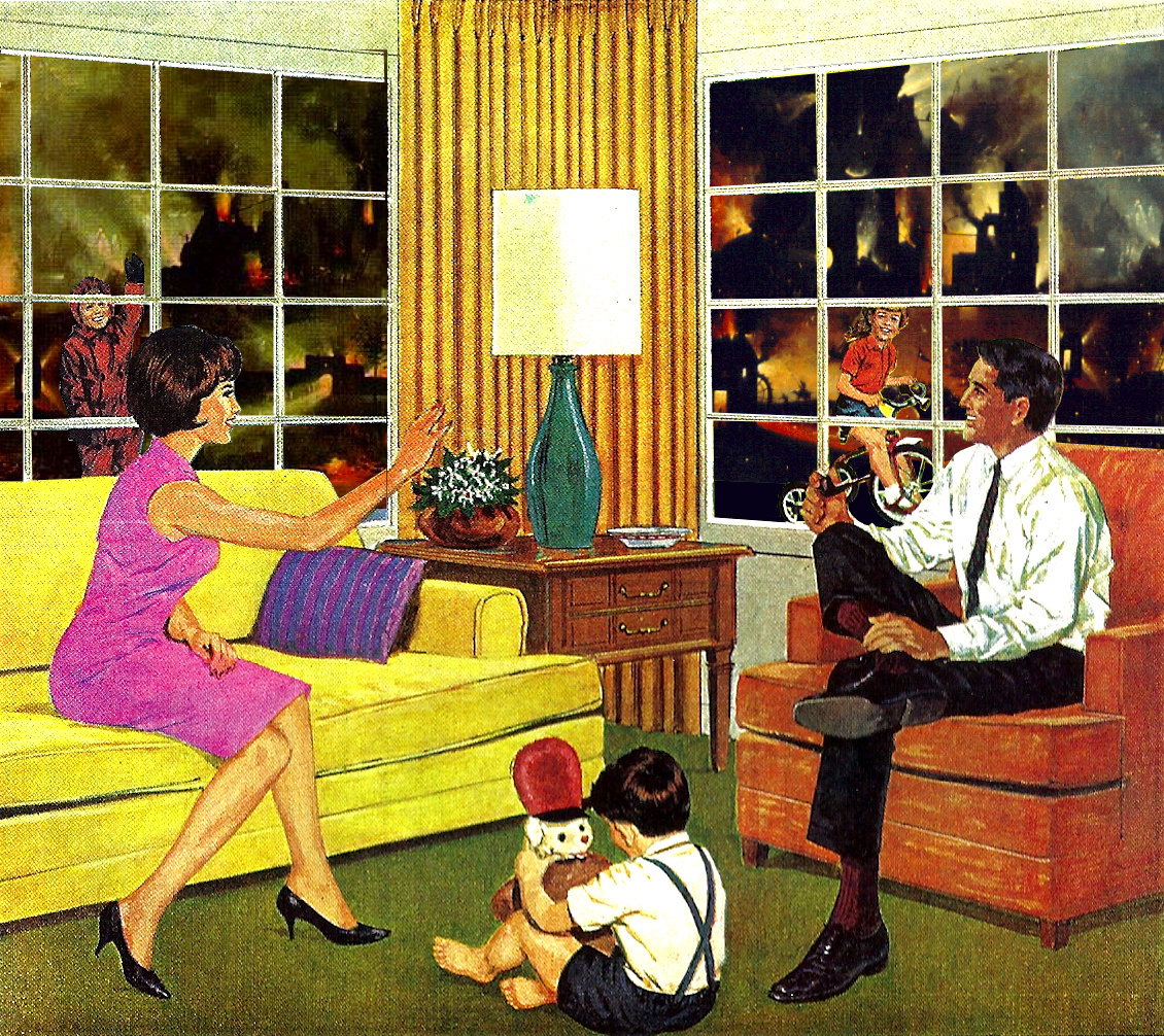vintage advertising 60's collage logom oldschool ads kaiju godzilla monsters Absurd hell apocalypse vintage family vintage porn porn