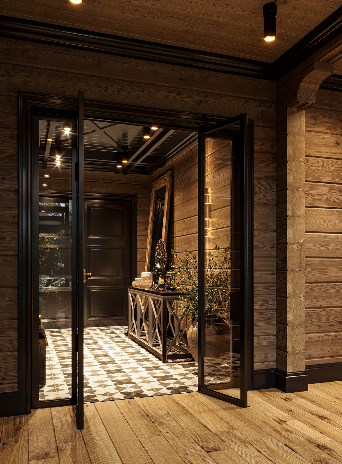 corona Render 3ds max visualization interior design  architecture wood house