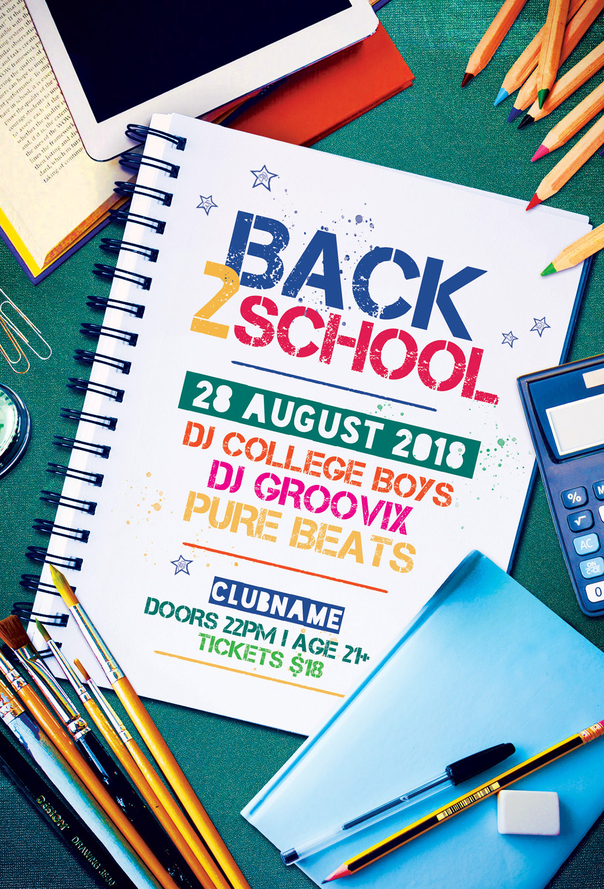 back to school college school flyer poster after school Event Layout psd photoshop