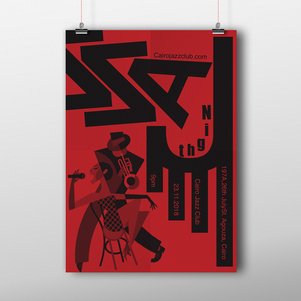 red ILLUSTRATION  Event occasion simple music rasterize jazz graphicdesign typography  