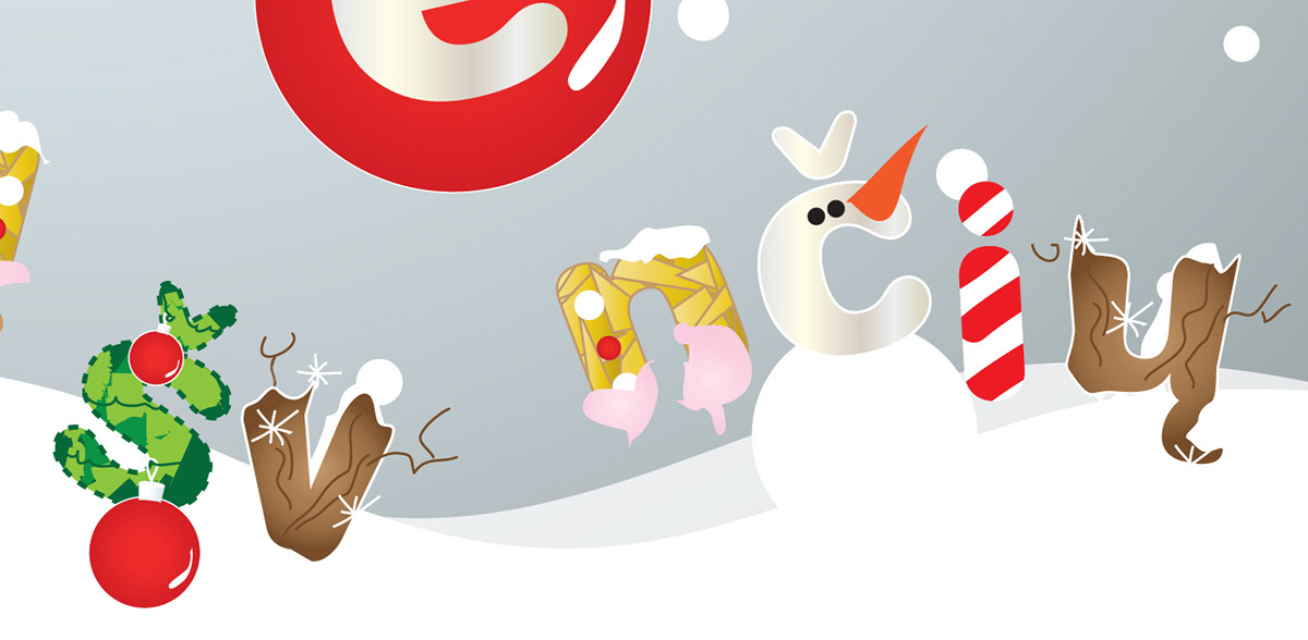 new year happy Fun card e-card design winter snow Christmas greeting snowman elk kalėdos naujieji metai atvirukas