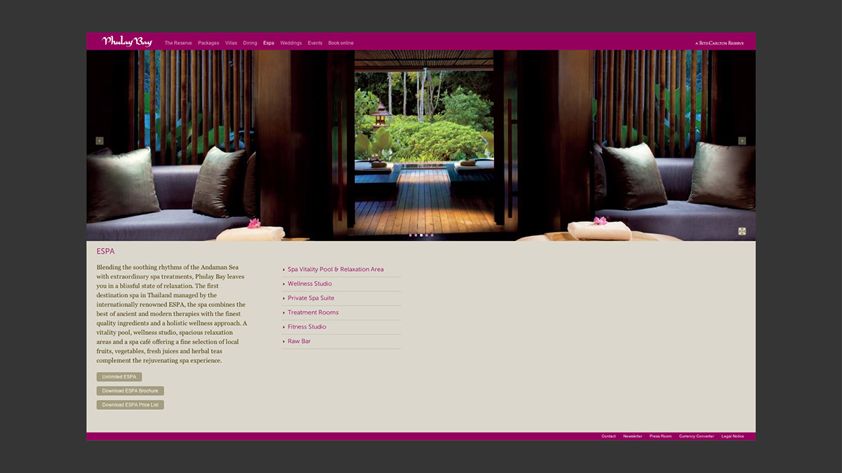 Phulay Bay design Web Website resort holidays video Thailand krabi Responsive clean elegant simple hotel pictures