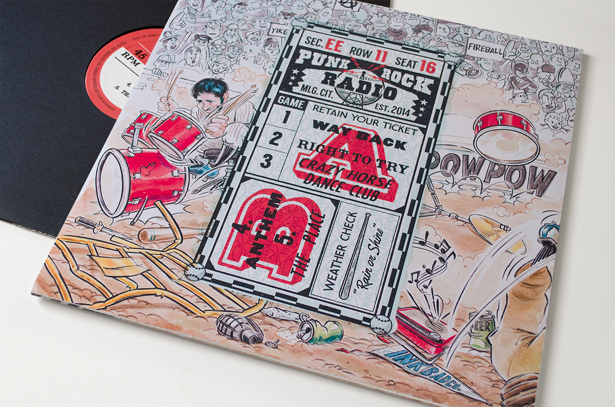 Ink Bad Company cover vinyl cartoon handmade punk rock baseball album artwork jack davis ILLUSTRATION 