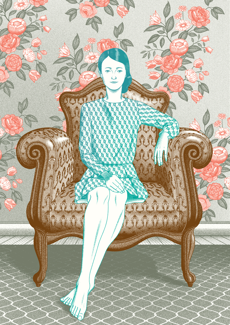 woman pattern chair antique flower