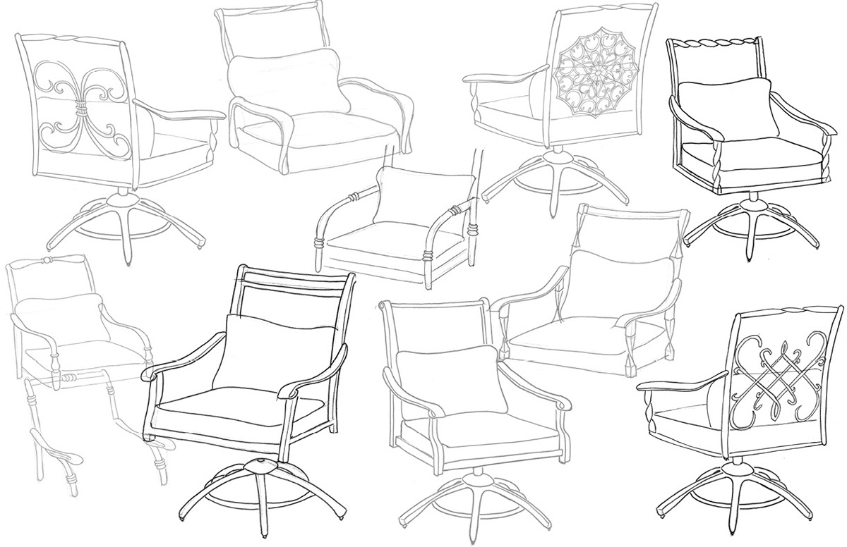 Patio furniture cad sketch Solidworks