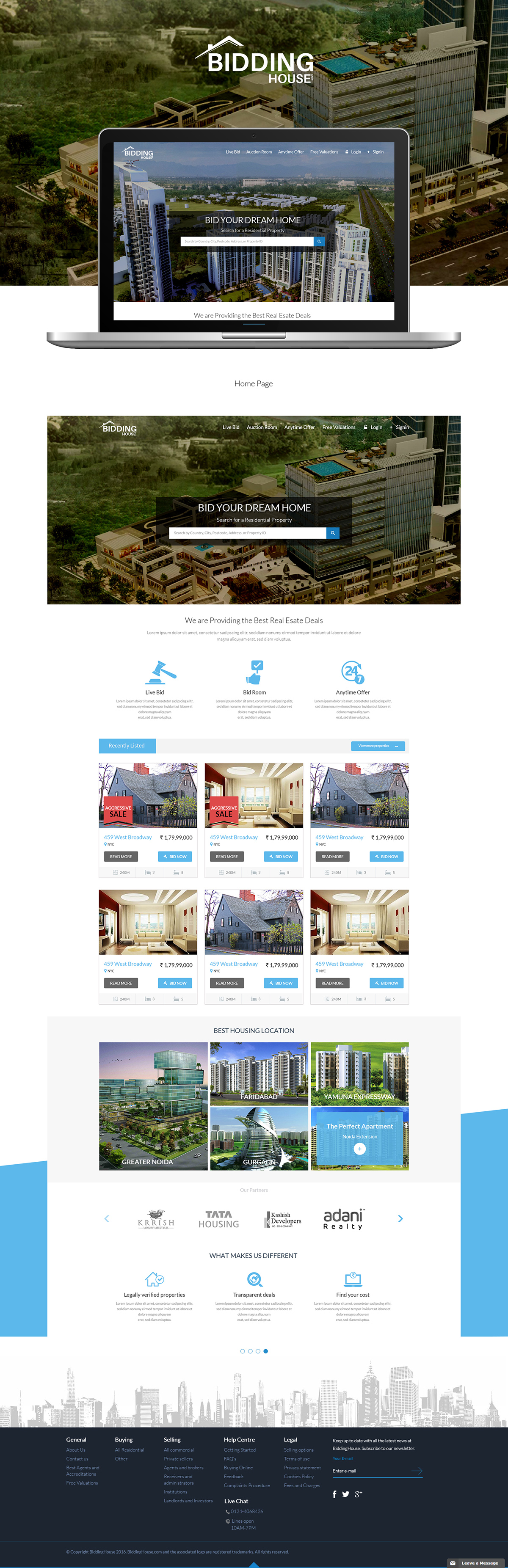 real estate property Website Design UI creative designs art direction 