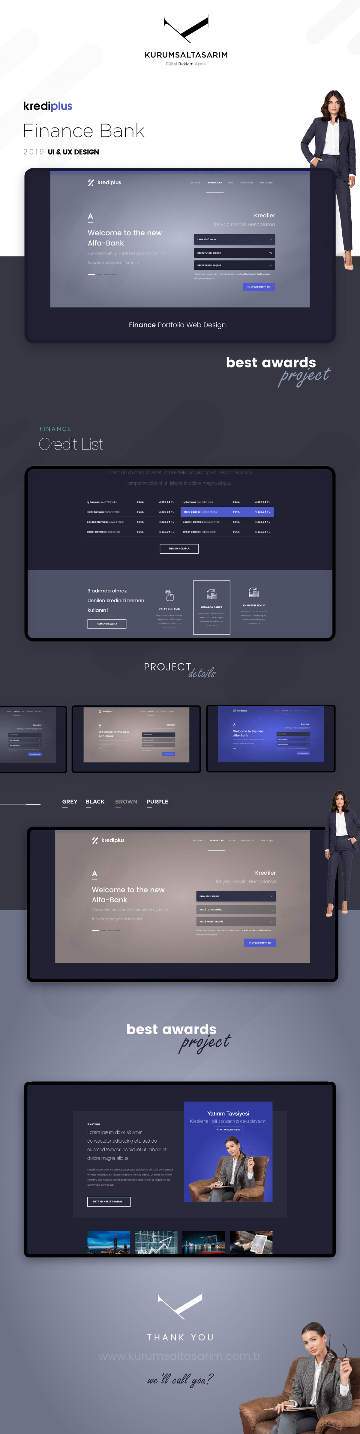 credit Bank finance grey business Web Design  web tasarım finans UI ui design