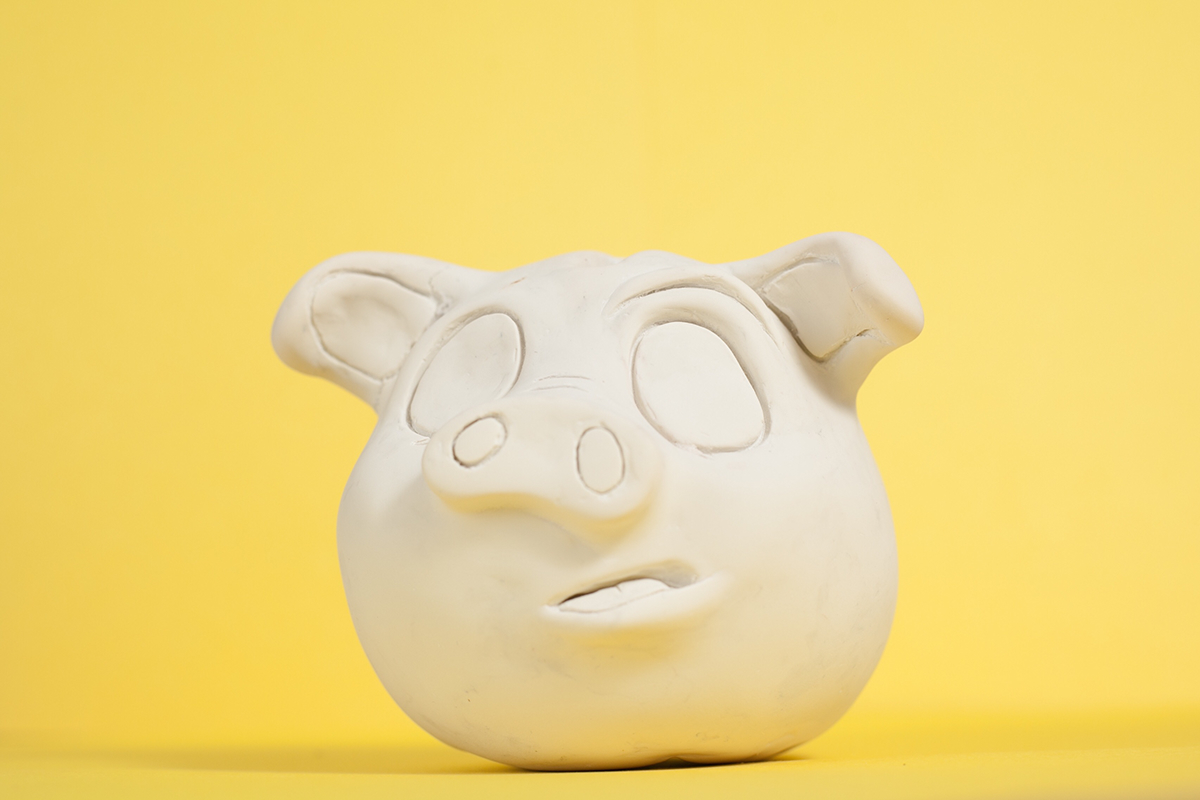 golden piggy sculpey sculpture toy toy vinyl piggy piggy bank