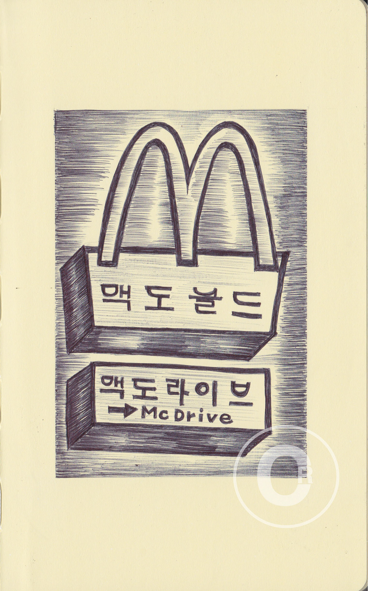 drawings ballpoint pen black and white Korea seoul