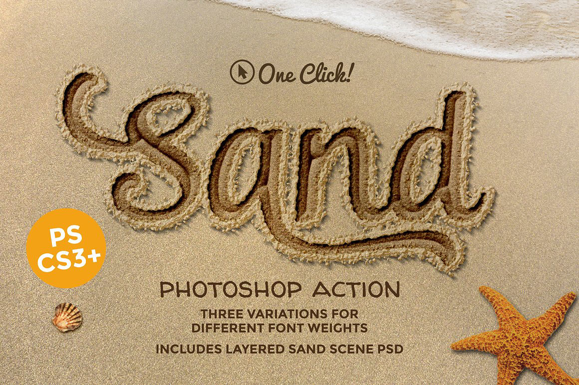 sand photoshop effect action typography   beach sand text
