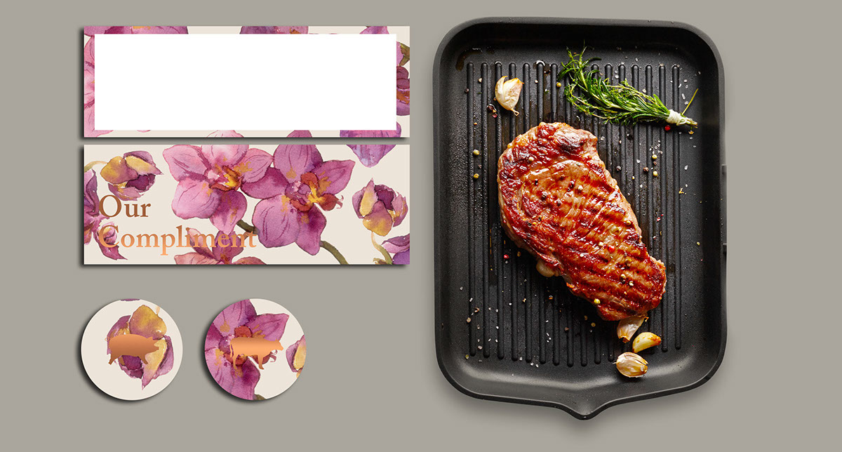 bistro grill design brand Cullinary Food  beverages drink luxury elegant modern orchid purple cooper restaurant