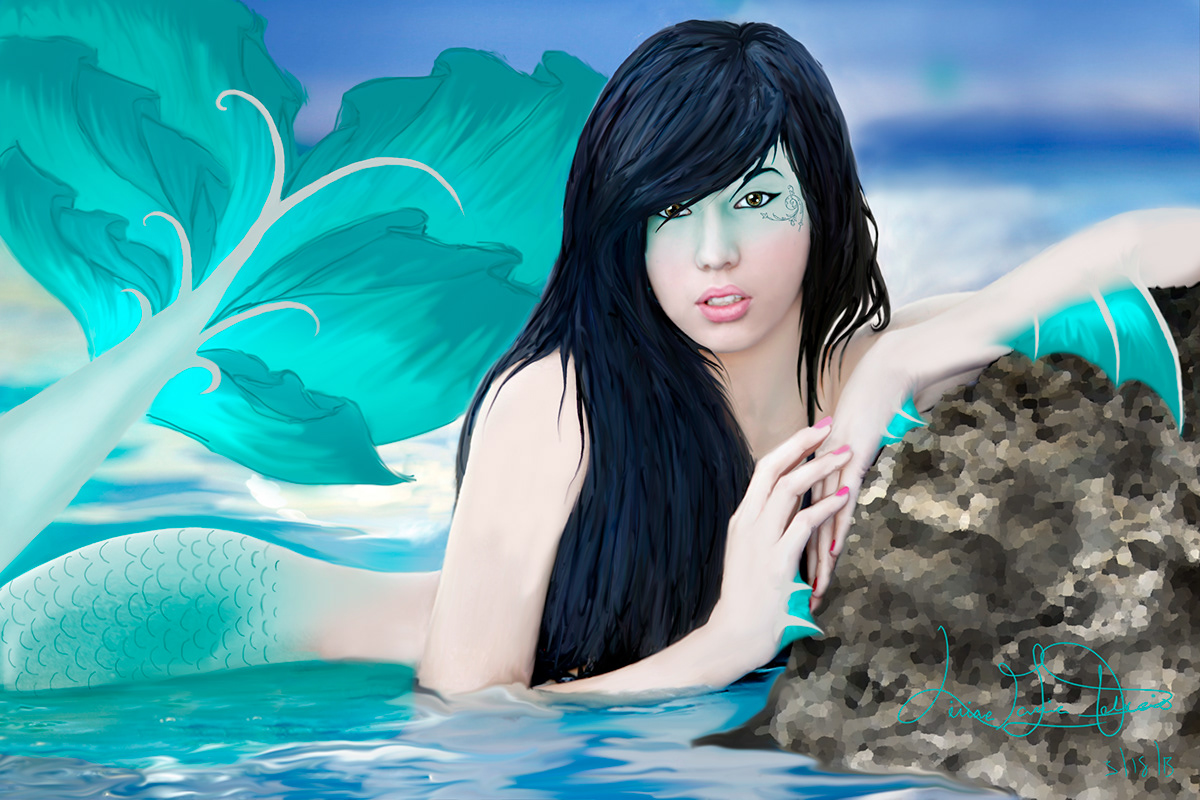 photomanipulation fantasy art photo shop aquamarine mermaid