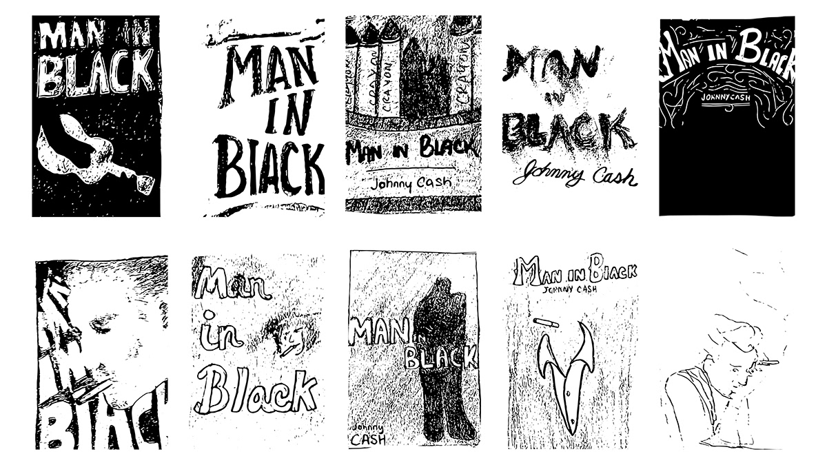 johnny cash black Man In Black Clites book book cover negative space dark adobeawards adobeofficehours