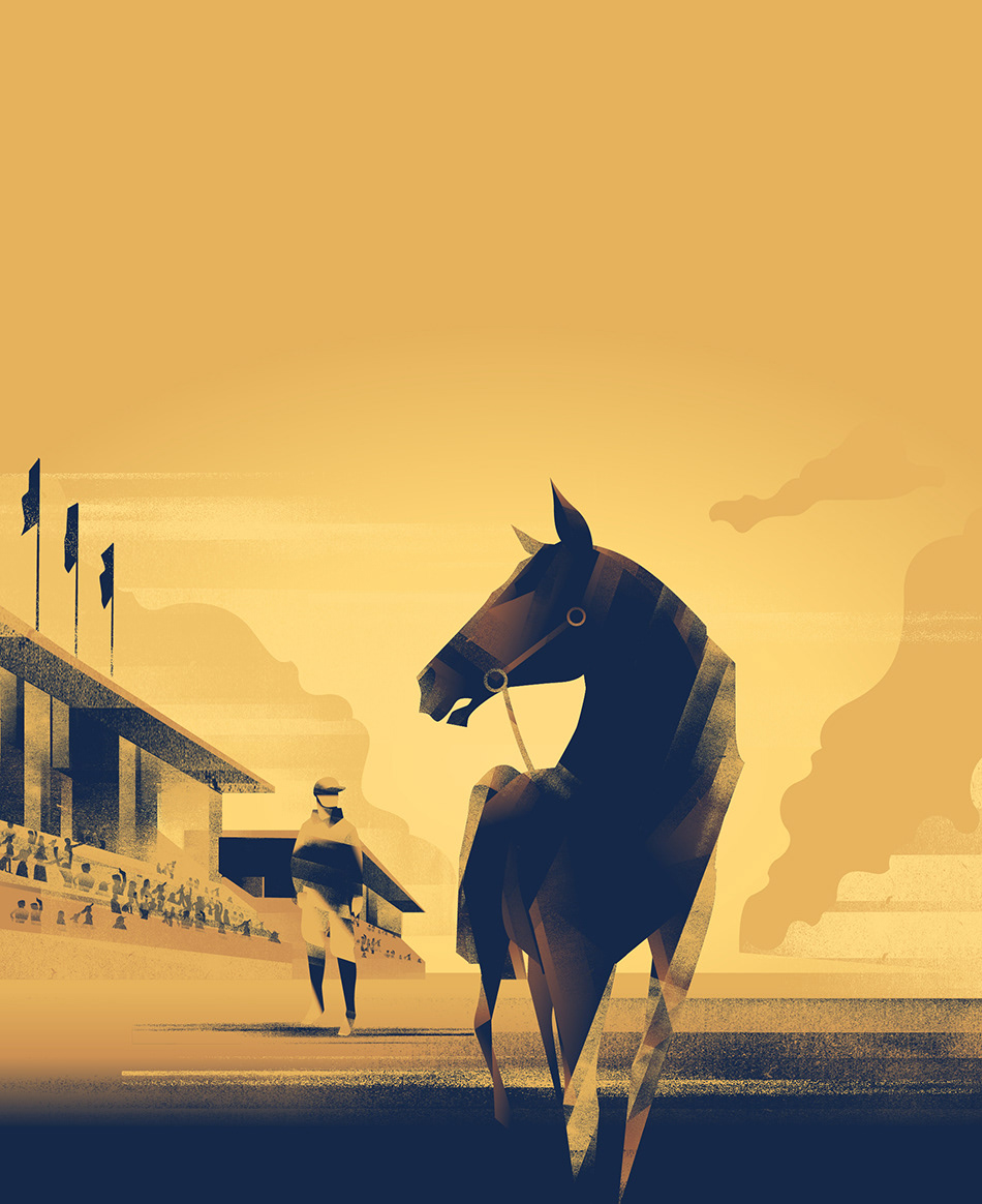 artwork ILLUSTRATION  branding  horses Horse racing madsbergillustration Illustrator adobeillustrator Drawing  design