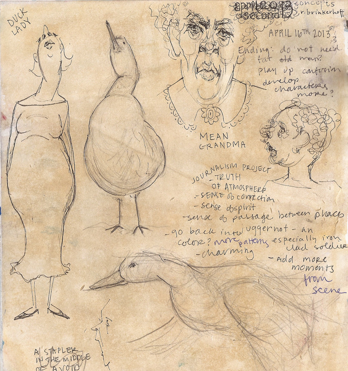 sketch notes characters pencil prismacolor