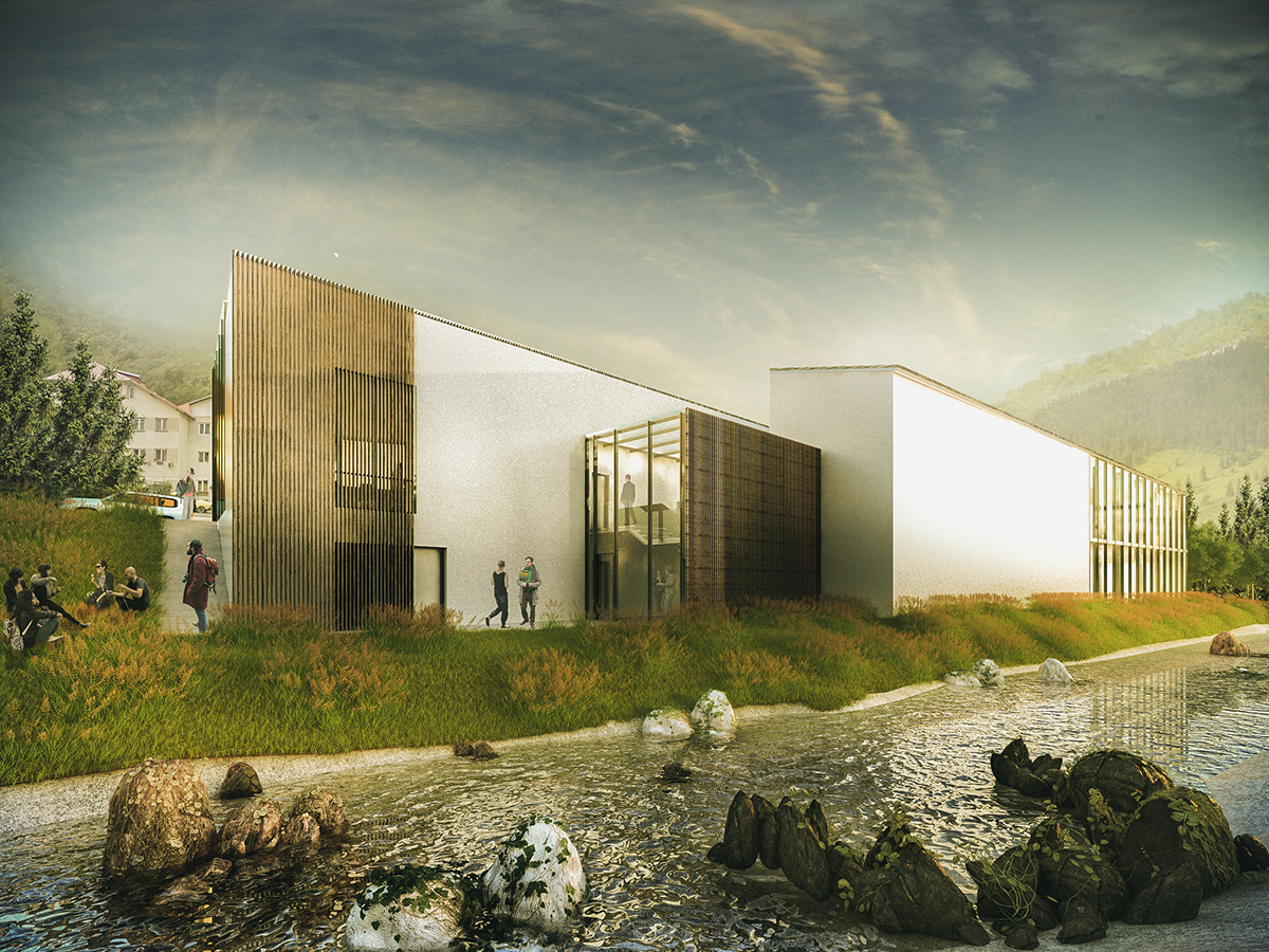 design 3ds max vray photoshop visitors center bucegi national park busteni romania arhitectura proiect concept