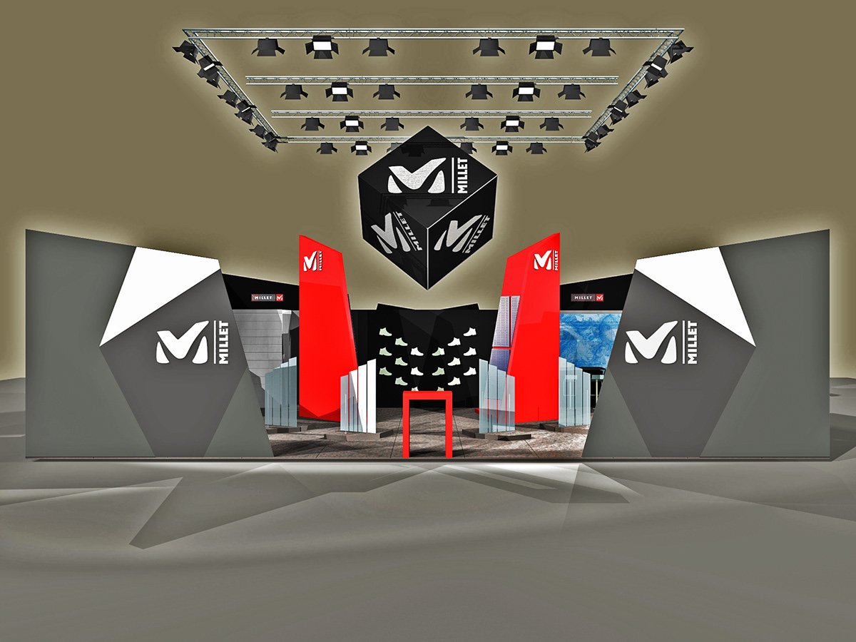 Stand trade show booth Fair Retail booth millet Ô de formes Project design 3D lightwave Render