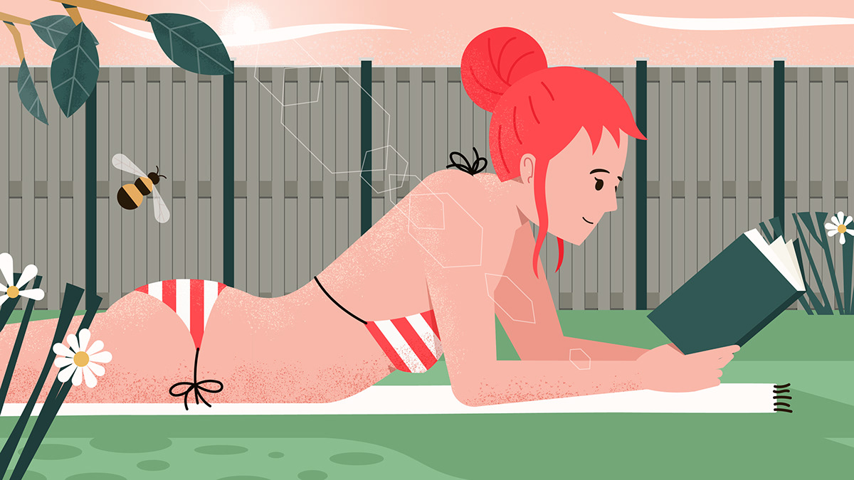 Adobe Portfolio Bikini Girl branding  garden nude summer Character design  Procreate