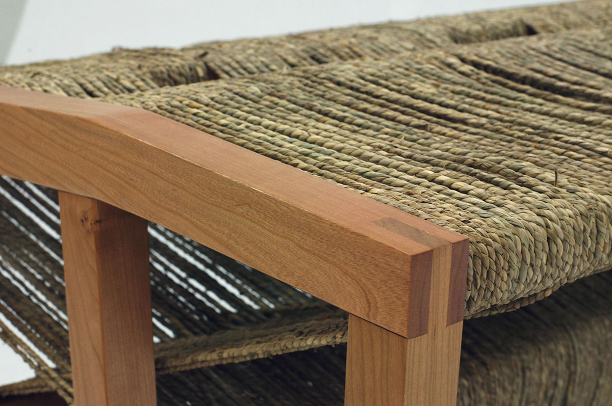 reed wrapped weaving bench seating studio furniture seagrass risd