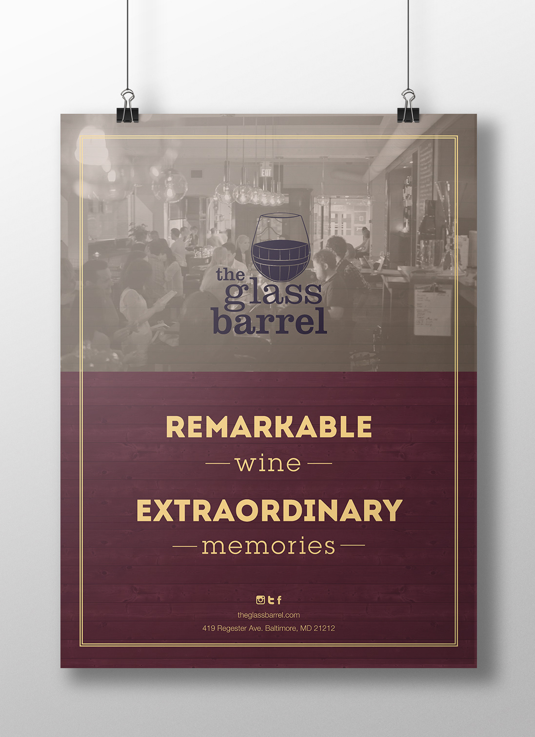 wine bar logo menu business card poster wood