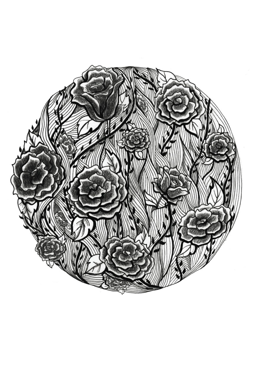 Roses Victorian ink