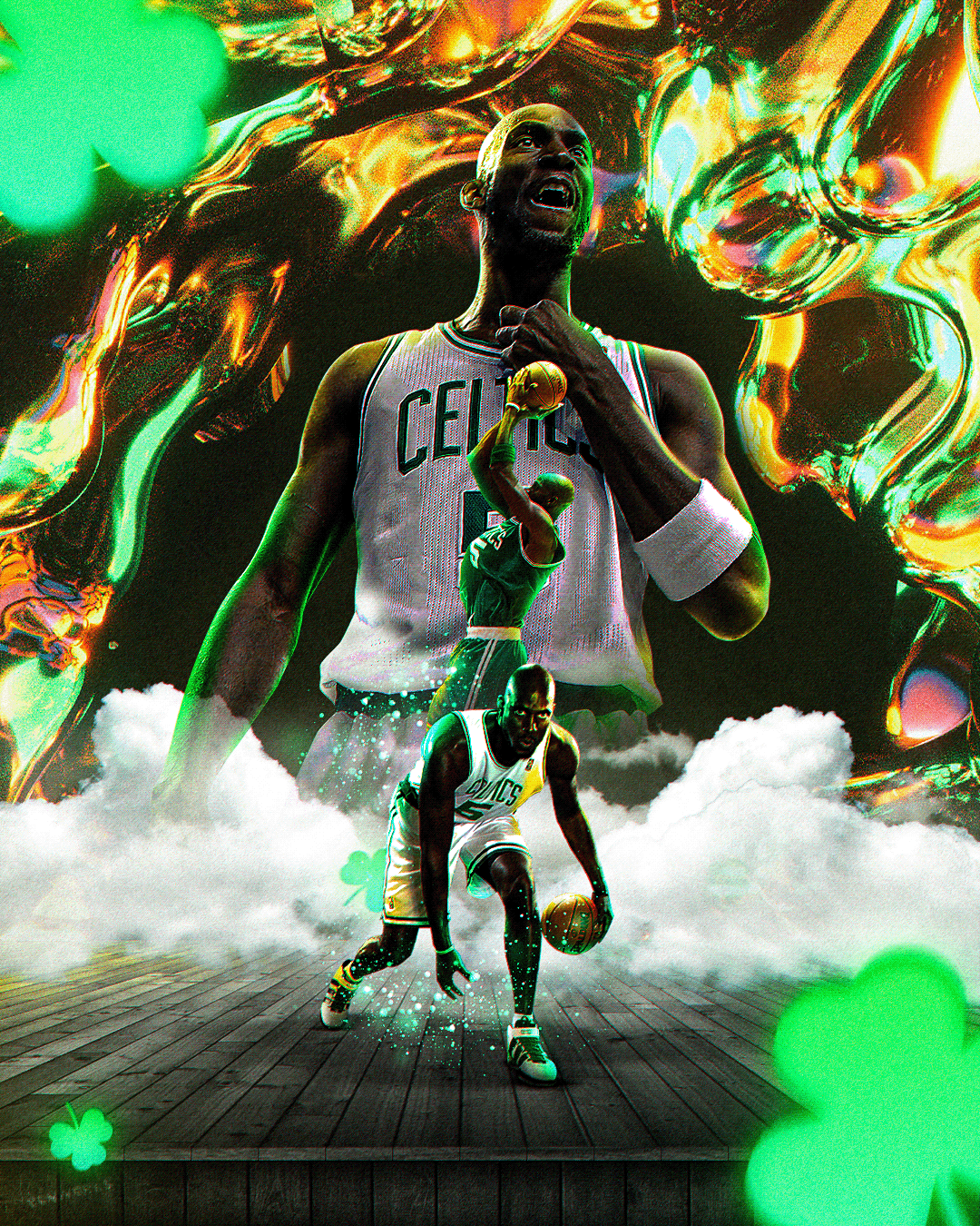 Kevin Garnett NBA basketball sports Boston Celtics graphic design  photoshop